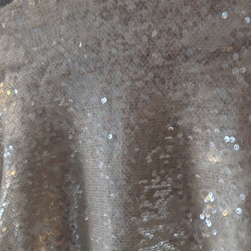 Ted Baker Ivory Leipa Sequin Sweatshirt Sz 4 - Picture 2 of 9